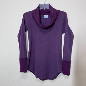 Columbia Womens Top Size S Purple Thermal Waffle Knit Cowl Neck Outdoor Hiking